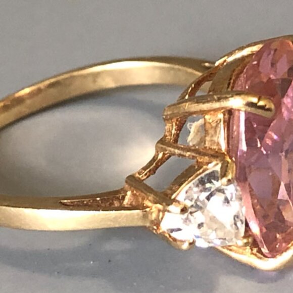 10K Gold Pink Ice & CZ Ring Size 7 - Picture 3 of 4